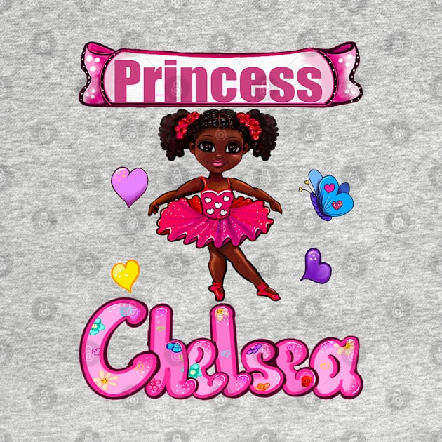 Princess Name Chelsea Personalized girls African American Ballerina Ballet by Artonmytee